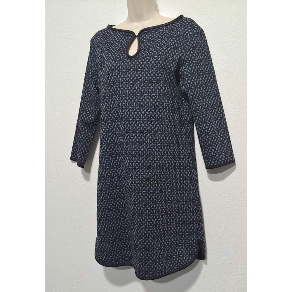 Max Studio Womens Geometric Size M  Print Keyhole Shift‎ Dress Blue Black NWT - Picture 4 of 11